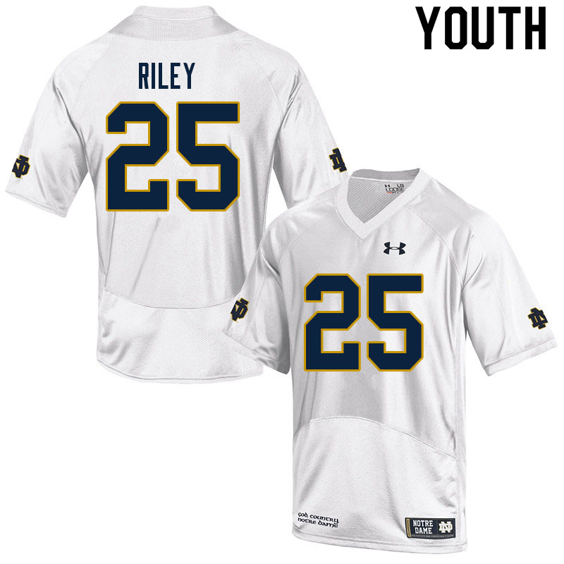 Youth NCAA Notre Dame Fighting Irish #25 Philip Riley Stitched College Under Armour Authentic White Football Jersey MT10B62IV